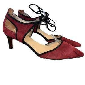 Franco Sarto Darlis Womens Ankle Strap Sueded Heels Shoes Burgundy Black 8.5